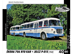 RETRO-AUTA Puzzle BUS č.14 Škoda 706 RTO KAR + JELCZ P-01E (1968) 40 dílků