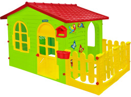 MOCHTOYS Dětský zahradní domeček s plotem a tabulí