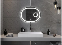 Oválné zrcadlo MEXEN UMBA 80x60 cm - s LED podsvícením, zvětšovací lupou a vyhříváním, 9822-080-060-611-00