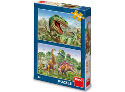 Puzzle Souboj dinosaurů 2x48 dílků