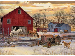 COBBLE HILL Puzzle Zima na farmě 1000 dílků