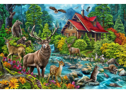 COBBLE HILL Puzzle Chata s červenou střechou 2000 dílků