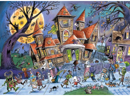 COBBLE HILL Rodinné puzzle Strašidelný dům 350 dílků