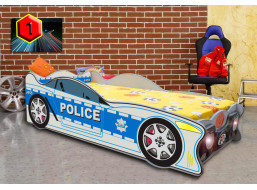 Dětská autopostel SPEED POLICIE 140x70 cm s MATRACÍ ZDARMA