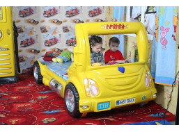 Dětská autopostel TRUCK 180x90 cm - žlutá s MATRACÍ ZDARMA