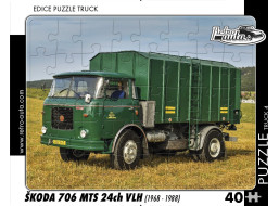 RETRO-AUTA Puzzle TRUCK č.4 Škoda 706 MTS 24ch VLH (1968-1988) 40 dílků
