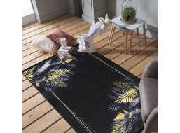 Kusový koberec BLACK and GOLD Palm leaves - černá/zlatá