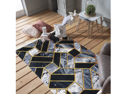 Kusový koberec BLACK and GOLD Tiles - černý/zlatý