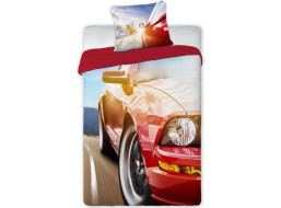 Dětské bavlněné povlečení ČERVENÉ AUTO 003 - 140x200 cm