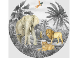 Dětská samolepící fototapeta - JUNGLE 2 - kulatá - 70 cm