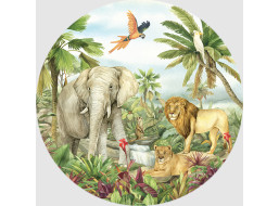 Dětská samolepící fototapeta - JUNGLE 1 - kulatá - 70 cm