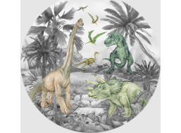 Dětská samolepící fototapeta - DINO 1 - kulatá - 70 cm