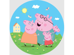 Dětská samolepící fototapeta - Prasátko Peppa 1 - kulatá - 70 cm