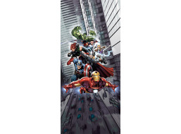 Dětská fototapeta MARVEL - Avengers bojují ve městě - 90x202 cm