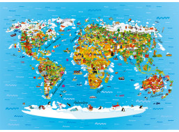 Dětská fototapeta - Dětská mapa světa - 155x110 cm