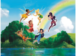 Dětská fototapeta DISNEY - Víly a duha - 360x270 cm