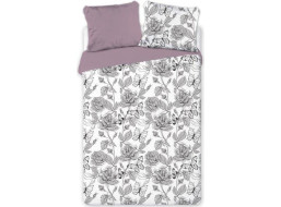Saténové povlečení ELEGANT Butterfly - bílé/fialové - 160x200 cm