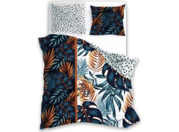 Bavlněné povlečení LETNÍ SEN Monstera - tmavě zelené/bílé - 160x200 cm