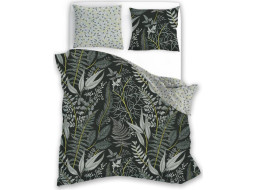 Saténové povlečení ELEGANT Jungle - černé/zelené - 160x200 cm