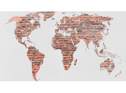 Moderní fototapeta - Retro mapa v cihlové barvě - 360x270 cm