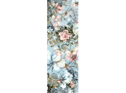 Moderní fototapeta - Vintage květiny na modrém podkladu - 90x270 cm