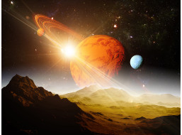 Moderní fototapeta - Výhled na Saturn - 360x270 cm