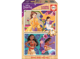 EDUCA Dřevěné puzzle Disney princezny 2x25 dílků