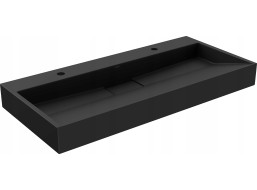 Umyvadlo z litého mramoru MEXEN AVA 100 cm - s otvorem pro 2 baterie - černé, 23011072