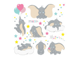 Dětská samolepka na zeď - DISNEY - Dumbo ve hvězdách - 30x30 cm