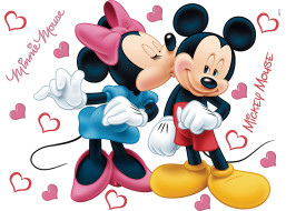 Dětská samolepka na zeď - DISNEY - Mickey a Minnie spolu - 42,5x65 cm