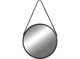 Černé závěsné kulaté zrcadlo MIRAGE 50 cm