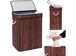 Bambusový koš na prádlo Soren 80 l wenge