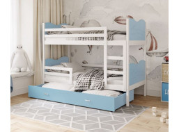 Dětská patrová postel se šuplíkem MAX R - 200x90 cm - modro-bílá - vláček