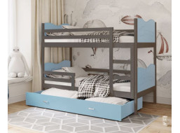 Dětská patrová postel se šuplíkem MAX R - 200x90 cm - modro-šedá - vláček