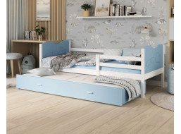 Dětská postel s přistýlkou MAX W - 200x90 cm - modro-bílá - vláček