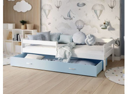 Dětská postel se šuplíkem HUGO V - 190x80 cm - modro-bílá