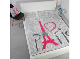 Deka přehoz TRAVEL PINK PARIS 150x200 cm - šedá/růžová