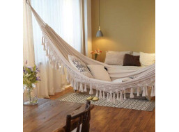 Houpací síť pro dva BOHO 280x150 cm - krémová