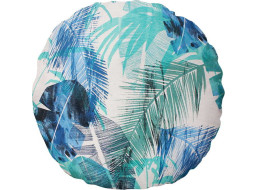 Polštář ROUND 50 cm - Listy banánovníku - modrý