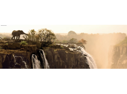 HEYE Panoramatické puzzle Slon (Viktoriiny vodopády, Zambie) 1000 dílků
