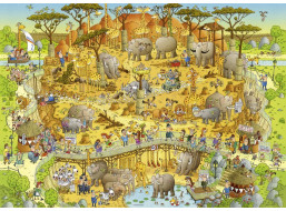 HEYE Puzzle Šílená ZOO: Africká expozice 1000 dílků