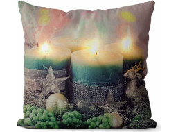 Vánoční LED povlak na polštář 45x45 cm - Adventní svíčky