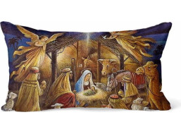 Vánoční LED povlak na polštář 50x30 cm - Betlém