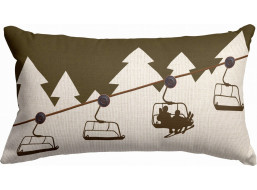 Povlak na polštář VELVET WINTER 50x30 cm - Lanovka - béžový/hnědý
