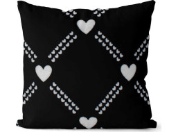 Povlak na polštář CUPID 40x40 cm - Diamanty a srdíčka - černý