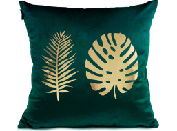 Povlak na polštář GOLDEN STYLE VELVET 40x40 cm - Monstera - tmavě zelený/zlatý