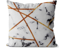 Polštář PRADO MARBLE Mramor 40x40 cm - bílý/zlatý