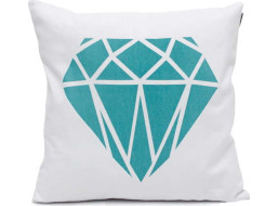 Povlak na polštář DIAMOND LOVE Diamant 45x45 cm - bílý/tyrkysový