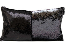 Flitrový povlak na polštář FLIPPY 50x30 cm - grafitový/černý