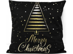 Povlak na polštář GOLD CHRISTMAS TREE 45x45 cm - černý/zlatý